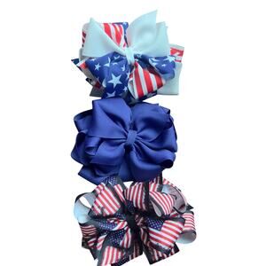 BuggaBooBows Double Stack Octopus Style 6" Patriotic Bundle Custom Stars Stripes